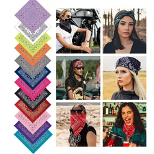 Bandana 100% Cotton Paisley Print Double-Sided Scarf Head Neck Face Mask USA