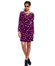 Madewell 100 Silk Inkbrush "Starburst" Lavender Dress With Gold "Twinkle" Print