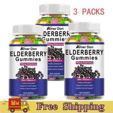  3 Pack Black Elderberry Immuno Forte  Vitamin C 60 Gummies For Immune Support