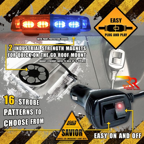 36 LED Light Bar Top Oval Magnetic Hazard Roof Strobe - Amarillo ámbar - Imagen 5 de 6