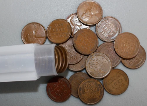 1934 Lincoln Wheat Cent 50 Coin 1c Penny Roll Circulated Fine-XF Philadelphia