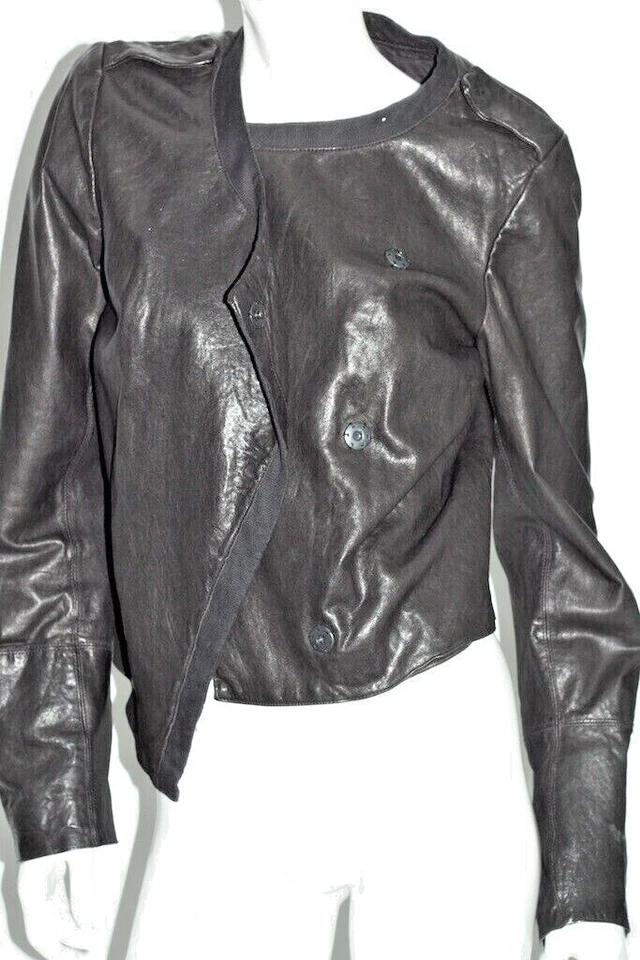 Chaqueta corta EVER de cuero negra a presión para moto talla L Foto 4 de 4