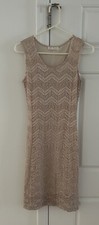Price Drop! Champagne Stretch Lace Dress Fully Lined Size Small