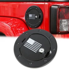 Locking Fuel Tank Cover Gas Filler Cap w/ U.S. Flag For Jeep Wrangler JK 07-17 v