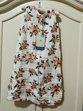 NWT Little Unicorn Cotton Muslin Sleep Bag, Watercolor Roses in White M 6-12M