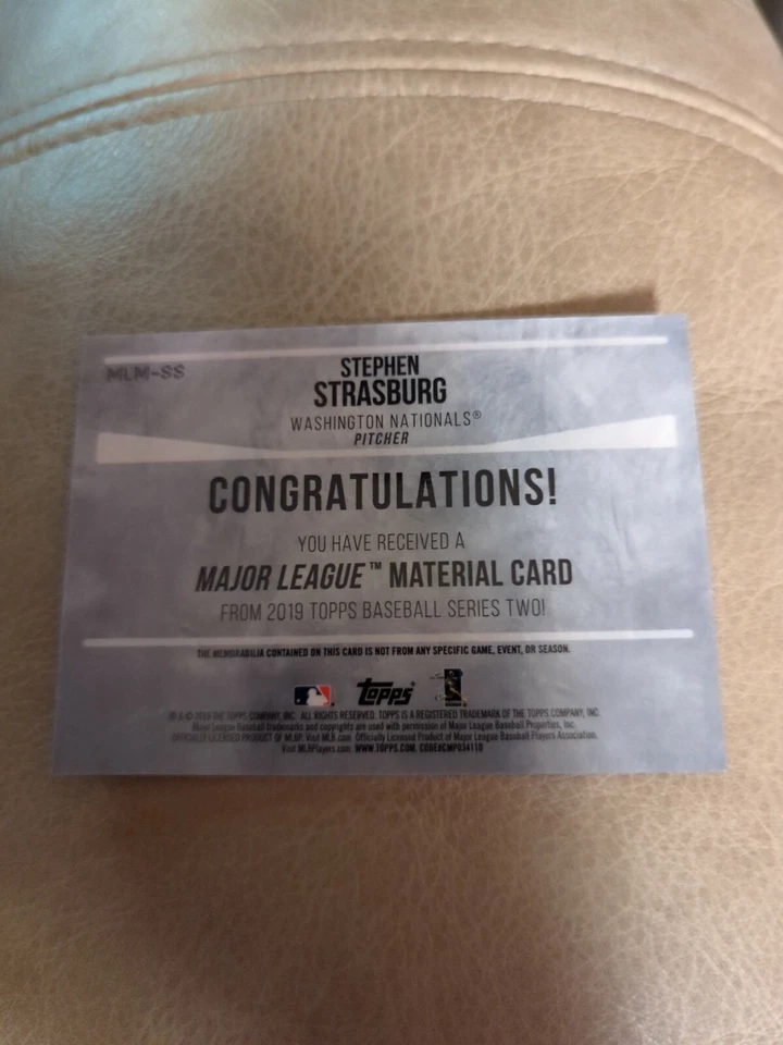 stephen strasburg topps mlm-ss 2019 series two  - Image 2 of 2