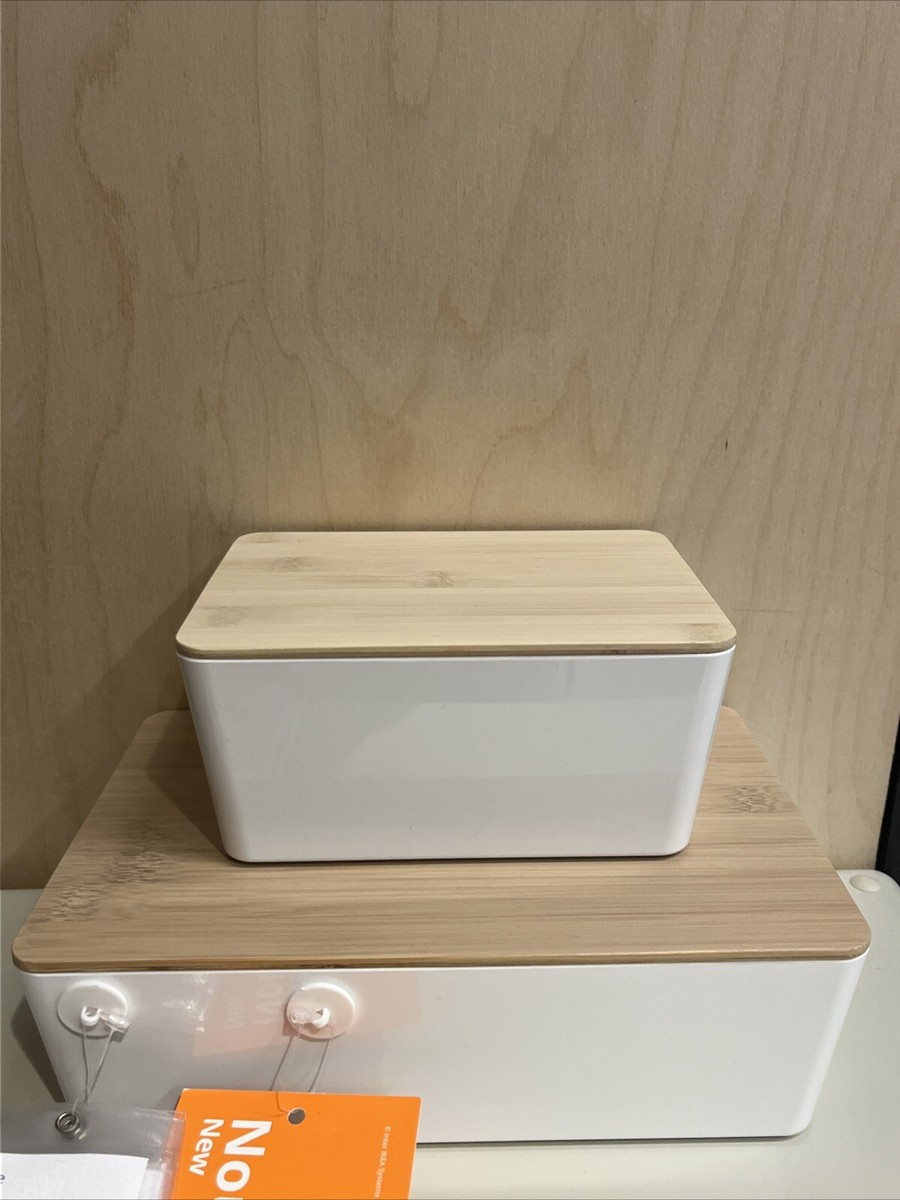 Brand New IKEA KUGGIS White Box w/ Bamboo Lid 13x18x8 cm Brand New IKEA KUGGIS White Box w/ Bamboo Lid 13x18x8 cm