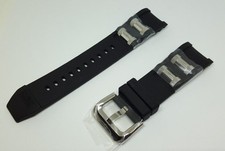 OEM Invicta Russian Diver Black Polyurethane Strap Band Silver Inserts