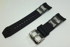 OEM Invicta Russian Diver Black Polyurethane Strap Band Silver Inserts