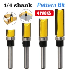 4Pcs 1/4" Shank Straight Flush Trim Template Router Bit Woodworking Cutting Tool