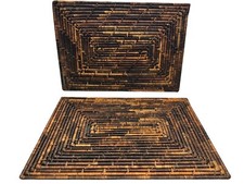 Set Of 2 Rattan Woven Rectangle Placemats Thick Quality Boho Coastal  19  x 13  