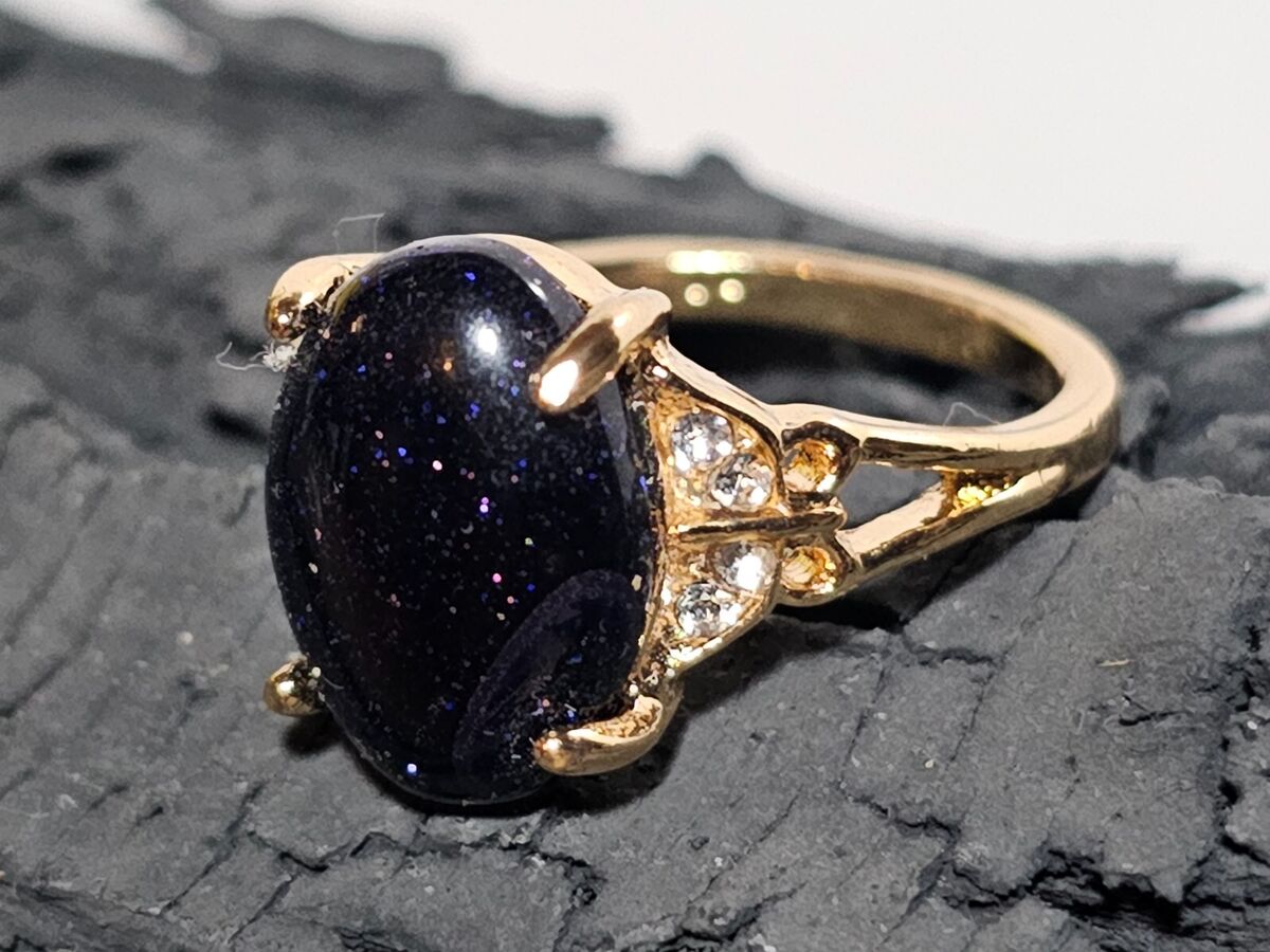 Blue Goldstone Success Gemstone Gold-Plated Butterfly Band Blue Goldstone Success Gemstone Gold-Plated Butterfly Band
