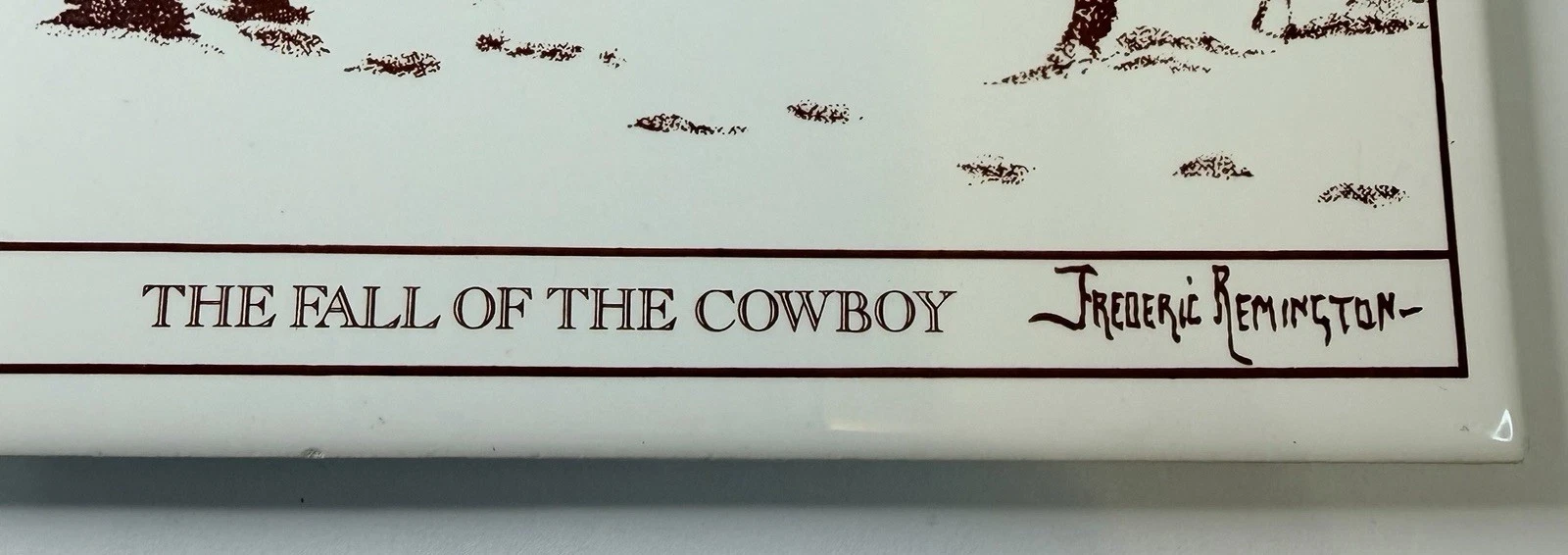 HTF Vintage Frederick Remington Ceramic Tile Trivet 6” Square Western Cowboy image 3