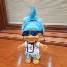 Vintage Russ Troll Walkman and Sunglasses - Blue Hair - 5" - NEW IN BAG