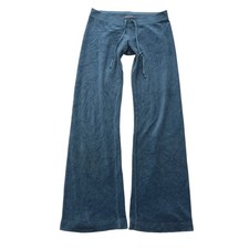 Juicy Couture Blue Terrycloth Flared Track Pants Drawstring Low Rise Size M