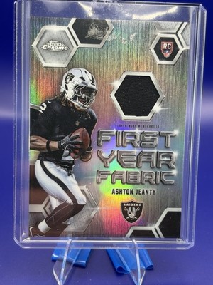 2025 Topps Chrome Ashton Jeanty RC First Year Fabric Silver Refractor LV Raiders