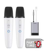 Tesla Karaoke Microphone for with Portable Case, Car 2 Mics, White