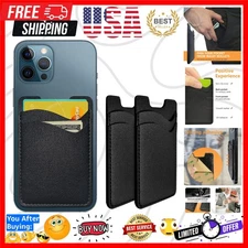Stylish Stick-On Leather Phone Wallet - Double Pocket Card Holder for All Phones