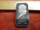 1972 Sir Winston Churchill Silver Creations Ltd. 1 Oz .999 Silver Bar w/ Gold EP