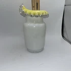 Vintage Fenton Yellow Crested Ruffled Milk Glass Vase 6.5