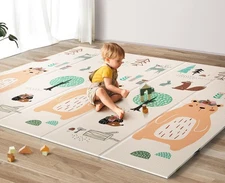 UANLAUO Baby Play Mat79"x 71" Large Mat for FloorReversible Floor MatFoam Thi...