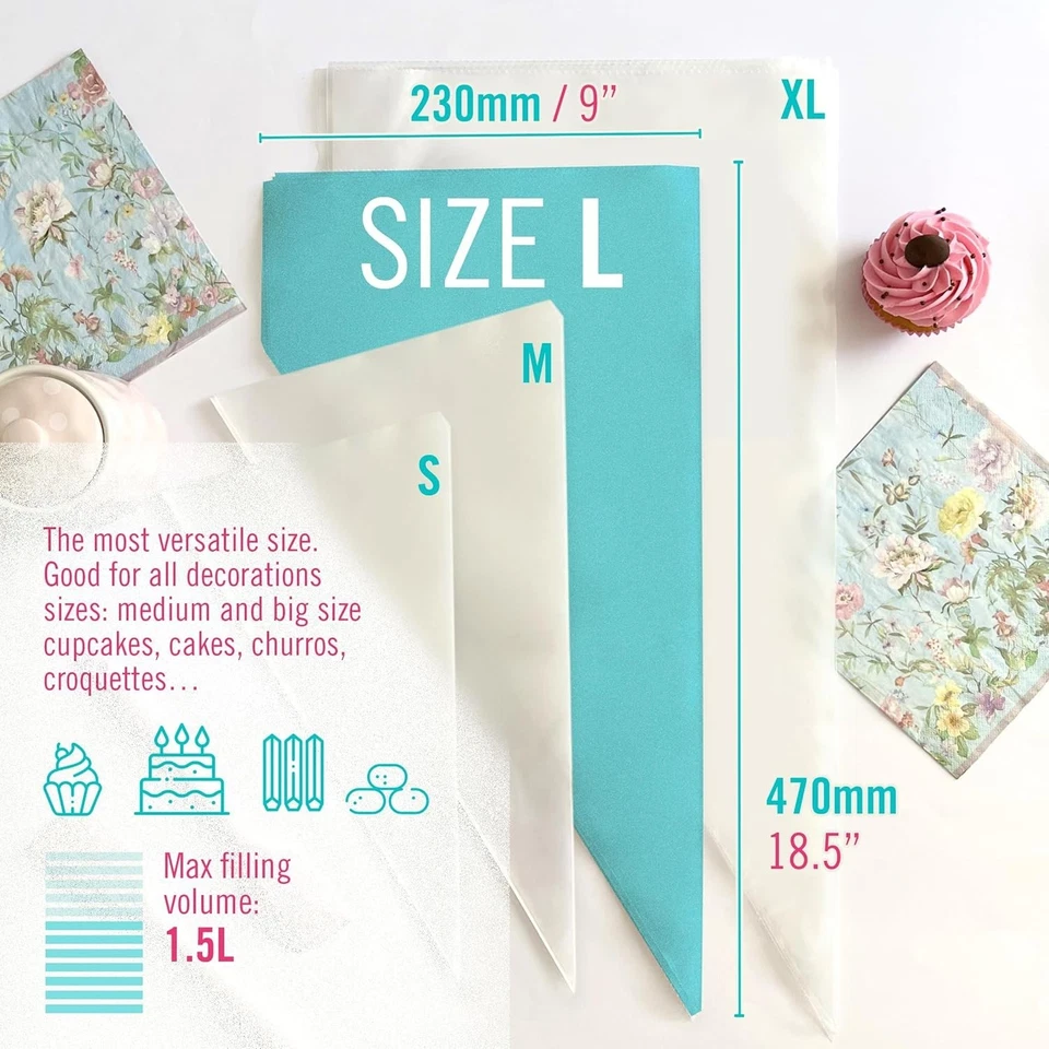 18'' Large Tri-Layer Disposable Piping Bags - 100% Recyclable Icing Supplies - Image 4 of 4