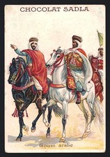 Chocolate Sadla collectible card, Arabian riders in traditional costumes