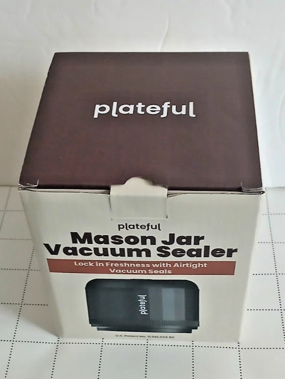 New Plateful Electric Mason Jar Vacuum Sealer, lid adapter, lids, opener,& cable