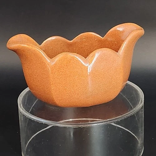 RARE Vtg Gold Ore Glaze VAN BRIGGLE Pottery Scalloped Vase 1956 One Year Only