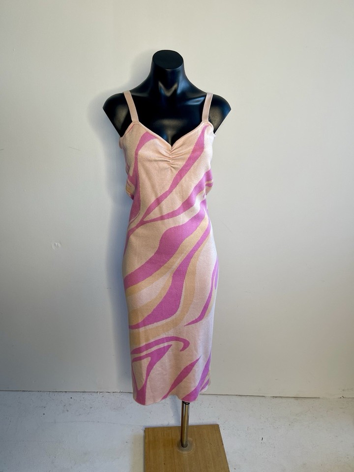 COTTON ON Pink Swirl Knit Bodycon Midi Dress Size L
