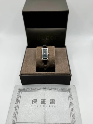 Orologio Gucci 1500L Quadrante Nero Quarzo Bracciale Buone Condizioni Scatola Inclusa