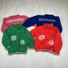 Lot of 4 Vtg Hand Knit Cardigan Sweater Baby Toddler No Size