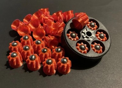 36x 6mm Steel-Ball-Halter Cal.50 Rot/Gold PLA 3D-Druck für HDR50 / Umarex T4E