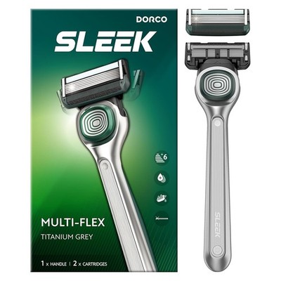 DORCO SLEEK 6 Blade Razor for Men with 2 Cartridges | Men's Cartridge Razors wit