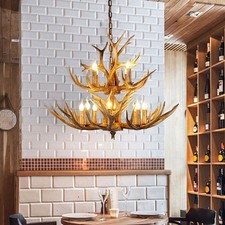 39" Rustic candle Antler Style LED Deer Chandelier Large Pendant Light Fixture
