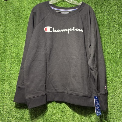 #ad #ad NWT Champion Black Spell Out Pullover Crewneck Sweatshirt Women’s Size XL $4.99