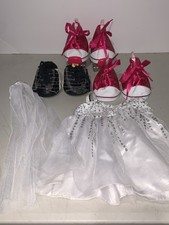 Build A Bear White Wedding Dress Veil Clothing Set  Shoes Skates