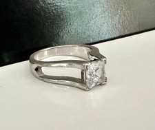 Sterling Silver 925 Wedding Band Designer CZ Bridal Engagement Ring Solitaire