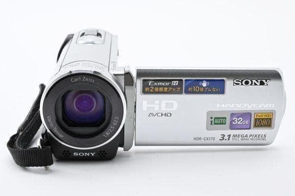 Sony Handycam HDR-CX170 Silver HD Camcorder Tested Works Charger