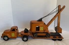 Vintage 1957 Tonka State Hi Way Dept Semi Truck W/ Lowboy Trailer & Steam Shovel