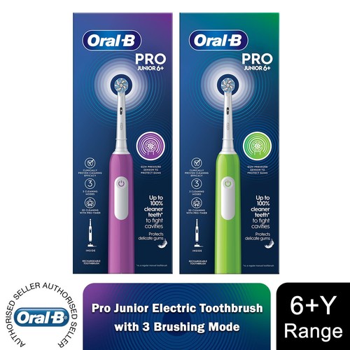 OralB Pro Junior Electric Rechargeable Toothbrush for Kids 6+Y, Purple
