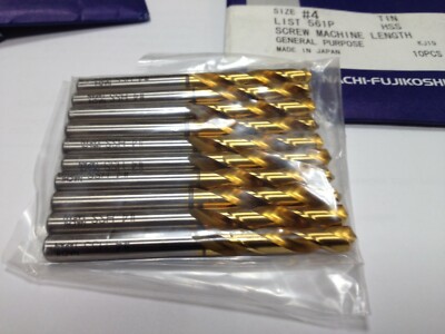 Pack of 10 ***, Nachi 1021699, #4 Screw Machine Drill Bits, 118
