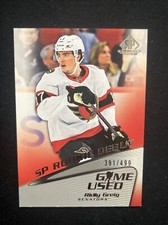 23-24 SP Game Used Hockey Rookie Debut R-9 Ridly Greig /499