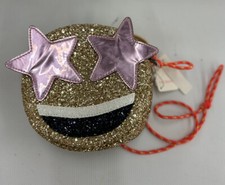 J.Crew Crewcuts Girls Smiley Face Star Emoji Glitter Purse 6" BNWT
