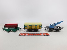 3x Hornby Scala 0 Vagone Lamiera: Ribaltabile + Carro Merci Etat + Gru #DA523-1