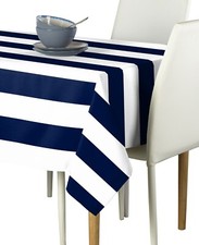 Navy  White Cabana Stripe Signature Tablecloth Assorted Sizes