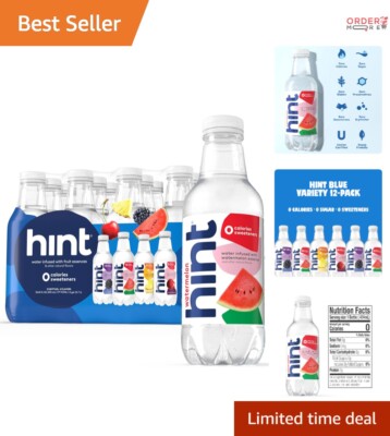 Flavored Water 16 Fl Oz Pack of 12, Zero Calories, Fruit Infused, Hydration