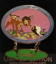 DISNEY JAPAN MICKEY & PALS BAMBI & FLOWER SKUNK SWEET KISS DANGLE LE 10000 PIN