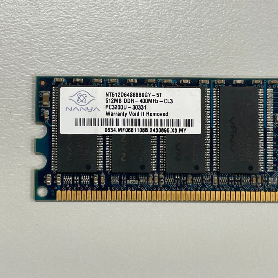 Nanya 512MB DDR1 RAM PC-3200 400MHz non-ECC Unbuffered DIMM NT512D64S88B0GY-5T - Image 2 of 3
