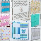 TIDY / ORGANISER for cot bed WITH SIX POCKETS patterned green blue pink grey